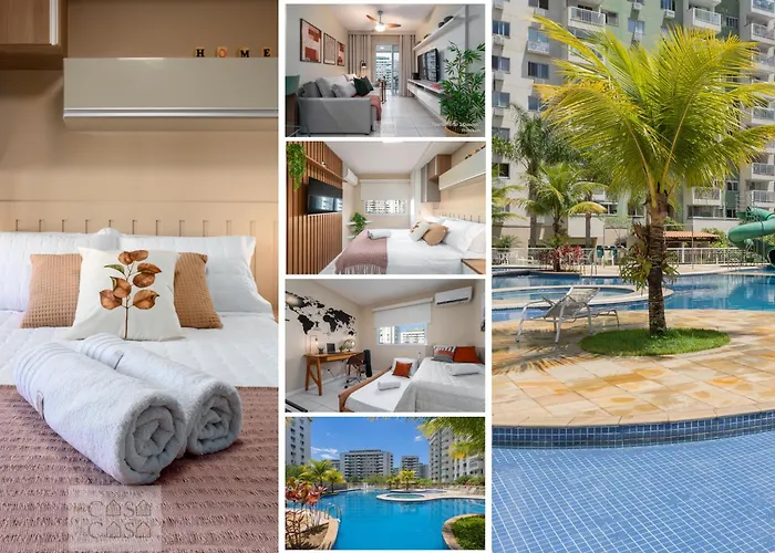 2 Quartos com Varanda a 300m RioCentro Wi-Fi 120mbps e Cozinha Completa - Condomínio com Piscina, Estacionamento, Portaria 24h e Parquinho Infantil - Apartamento indicado para Grupos, Hóspedes a Trabalho e Crianças Rio de Janeiro